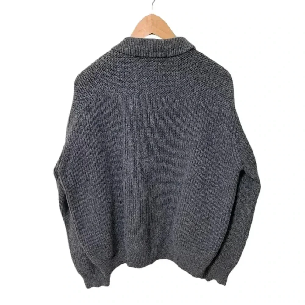 Cabelas Sweater Mens Gray Buttons Medium Knit Cotton Vintage Pullover Cozy